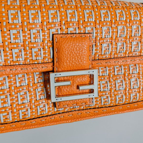 Fendi Zucca Woven Baguette NM Orange w/Strap - Picture 12 of 13